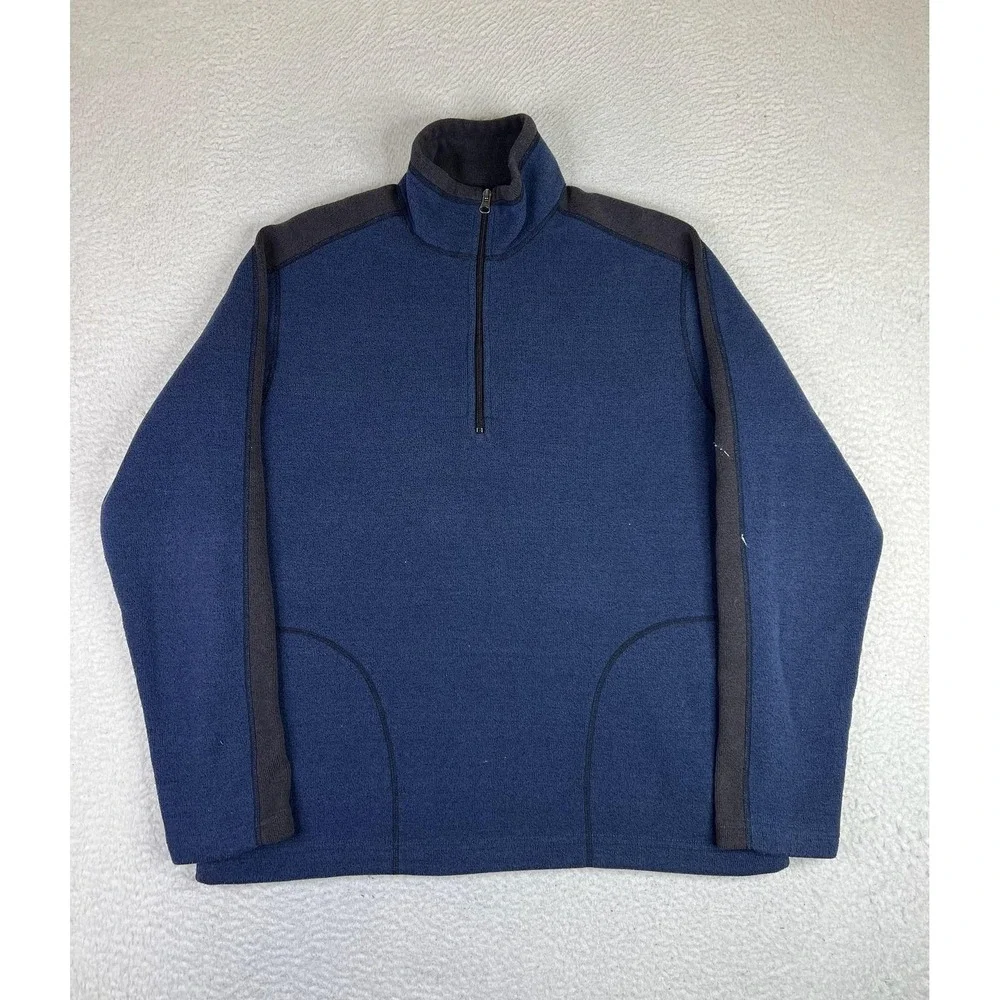 Eddie Bauer Mens Tall Large Blue Fleece 1/4 Zip Mock Neck Sweater‎ 0211 Canada